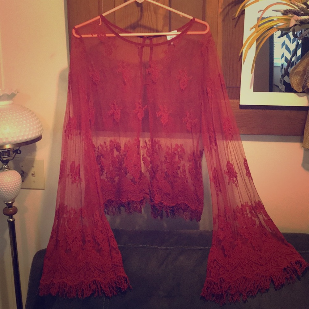 Complete lace deep red orange colored croptop